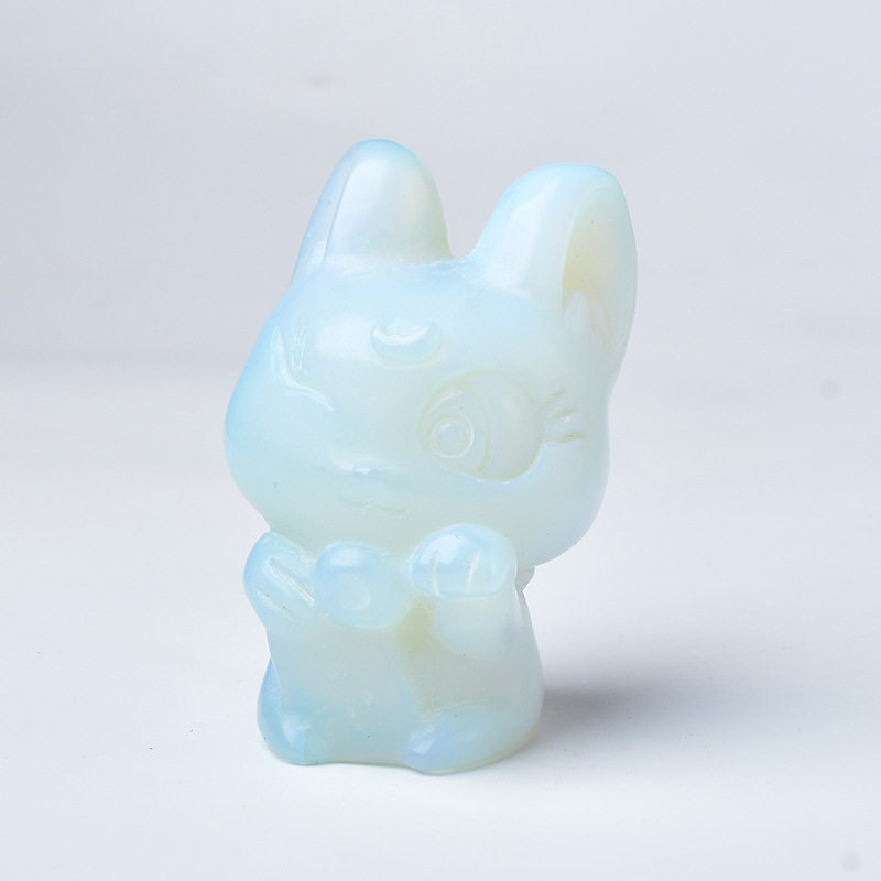 厂家直供天然水晶露娜露西蛋白石粉晶雕刻摆件