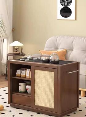 新中式木VYS可移烧动茶水柜茶桌实边柜泡茶发台家用水壶一体沙边