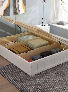 实木高箱体物床1.8米双人储床1.2m单人床收1.YAW5气压无床头纳榻