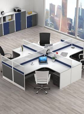 电脑断办公桌组合人位办公4四/6人59775卡位工职员屏风隔财务桌位