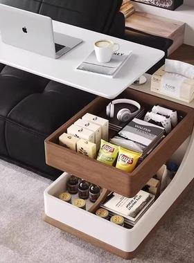 可升降板柜桌面边几客厅沙发边可THQ移岩动推车多功能可动升移降