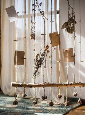 照片儿夹RYD天挂然原木手工麻绳悬装饰幼园墙教室宿舍照片花店壁