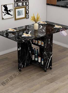 折叠餐家用小型可移动带轮可伸户缩长方桌形简易HTX多功能吃饭桌