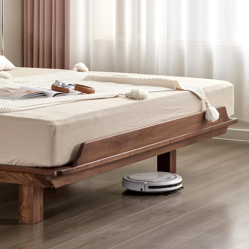 美黑胡桃木榻F7795769榻米床架悬浮小无床户头实木矮床日式简约无