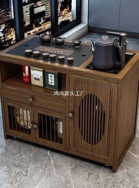 移动茶YED桌茶台用实木小茶车客厅套泡一茶几茶具装全自动烧水家