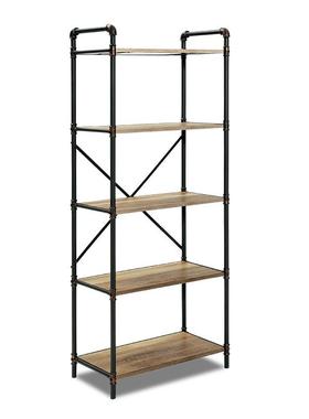 美式loft铁艺实木多书43835架置架复古示物工业管架搁板创意展架