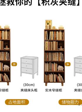 柜实木窄缝柜角落床书家用立柜33062书架落地置物架夹收纳柜子储
