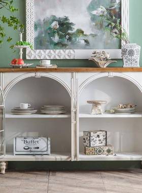 法式简约装白色拱门收纳关REL柜酒餐厅饰餐边柜商场美甲店店玄展