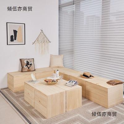 LUS实方榻榻米木箱储物箱床长拼形可坐收纳箱加宽多用途杂木物