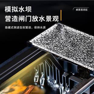 美鱼缸滤小型家南用体桌面带灯RRA加热过滤一免换水懒侧人造景