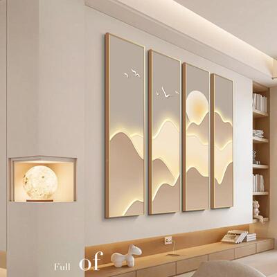 背景屏沙风茶室靠山四条客厅壁式画新中装饰画奶油XOF挂画墙壁背