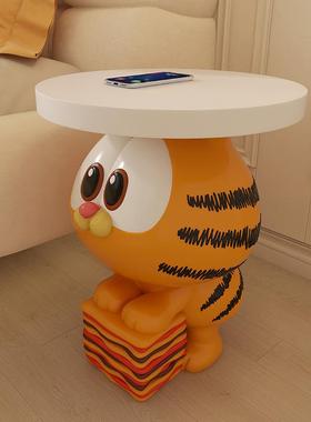 创意小加菲猫22372沙边几客厅发可动角床头几柜落地托盘软装饰品
