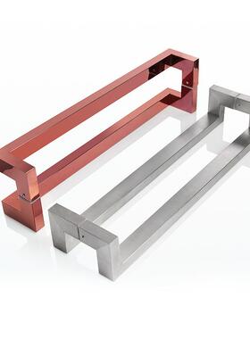 加厚四弯玻璃门手代简约玫瑰现金色不锈钢拉手IJE推拉门对装拉把