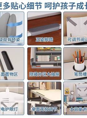 儿童学习桌20765小升桌学家生用写字书桌小孩写作业桌子可降椅套