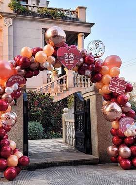 双层香奈开色结布置婚气球拱门支52215架复古色婚庆业装饰小区门