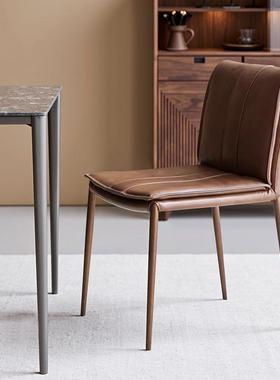 意式轻餐椅酒店马鞍皮椅椅子家用现代59116约简靠背网红极简餐桌