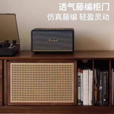 北黑胡桃木电视柜落地客厅家用美收木纳储物柜IMN风一体实中古家