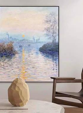 手油画绘莫奈日UET出印象客厅装画大芬村油画现代饰艺玄关落地术