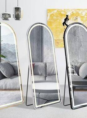 智能全身落女地01衣镜卧室家用间试衣穿镜带LED灯挂墙触摸感应