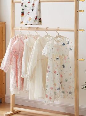 儿童落地衣架木质衣帽双杆卧室架床边立式衣架挂家82573用绢转角