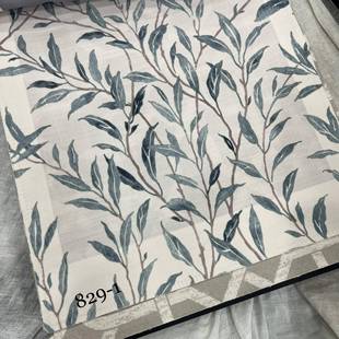 门幅280cm印花花布面料柳叶枝条十字棉麻底布田园风格 花布面料