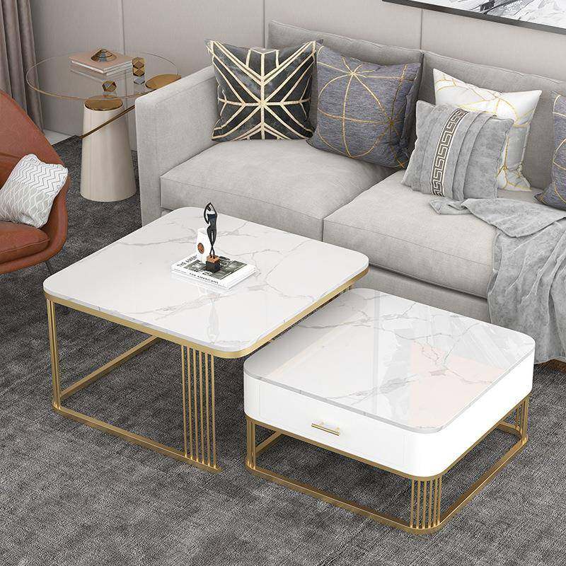 北欧轻奢岩板字母茶几组合创意金色铁艺带抽屉茶几小户型大小茶桌,节庆用品/礼品,新娘配件,淘宝优惠券,粉丝福利购,淘宝优惠卷