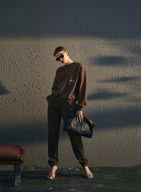 APARALLEL纯色复古logo刺绣卫衣/卫裤套装「王艳同款」