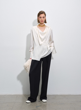 APARALLEL两穿围巾款V领醋酸衬衫「尚雯婕同款」