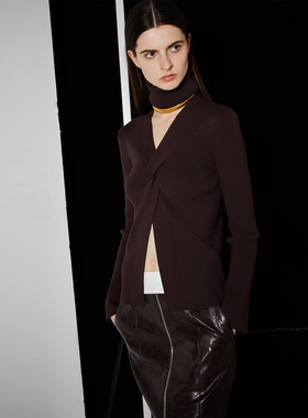 APARALLELV领开叉可拆卸脖套毛衣