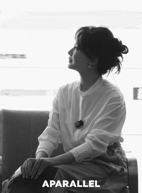 APARALLEL梅婷陈数同款斜门襟金属扣圆领衬衫