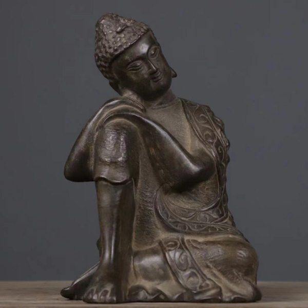 雅风堂古法工艺青石石雕仿古做旧释迦摩尼中式摆件古典装饰陈设