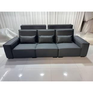 意式极简真皮沙发豆腐块高背大小户型2.8米组合直排现代简约客厅