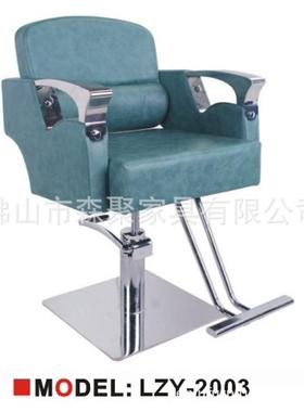 林芝源直销卡其绿色皮制中椅理发店专用带脚踏可升降理发椅