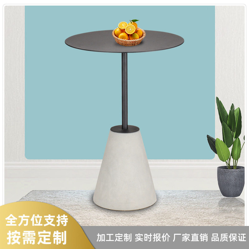 新款水磨石边几美式奶茶店小圆桌酒店售楼处洽谈桌品质小茶几欧式