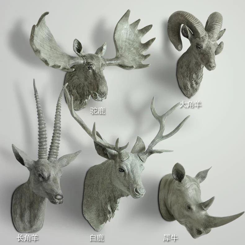 墙饰挂饰壁饰羊头摆件挂件鹿头鹿角壁挂复古欧式创意动物墙壁饰品