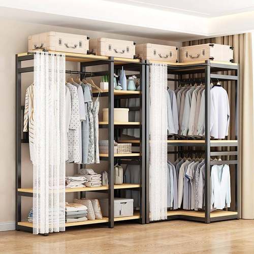 衣柜简易落地卧室家用金属挂衣柜衣帽间全不锈钢衣帽架子组装衣橱