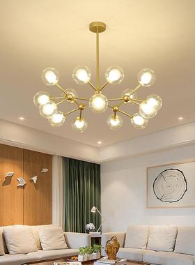 北欧树枝萤火虫简约餐厅卧室双层玻璃吊灯创意个性客厅魔豆分子灯