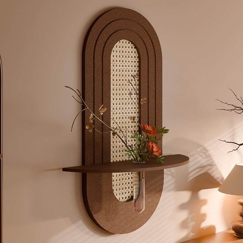 立体砂岩竹编花瓶装饰画玄关挂画过道走廊高级感客厅餐厅2024新款