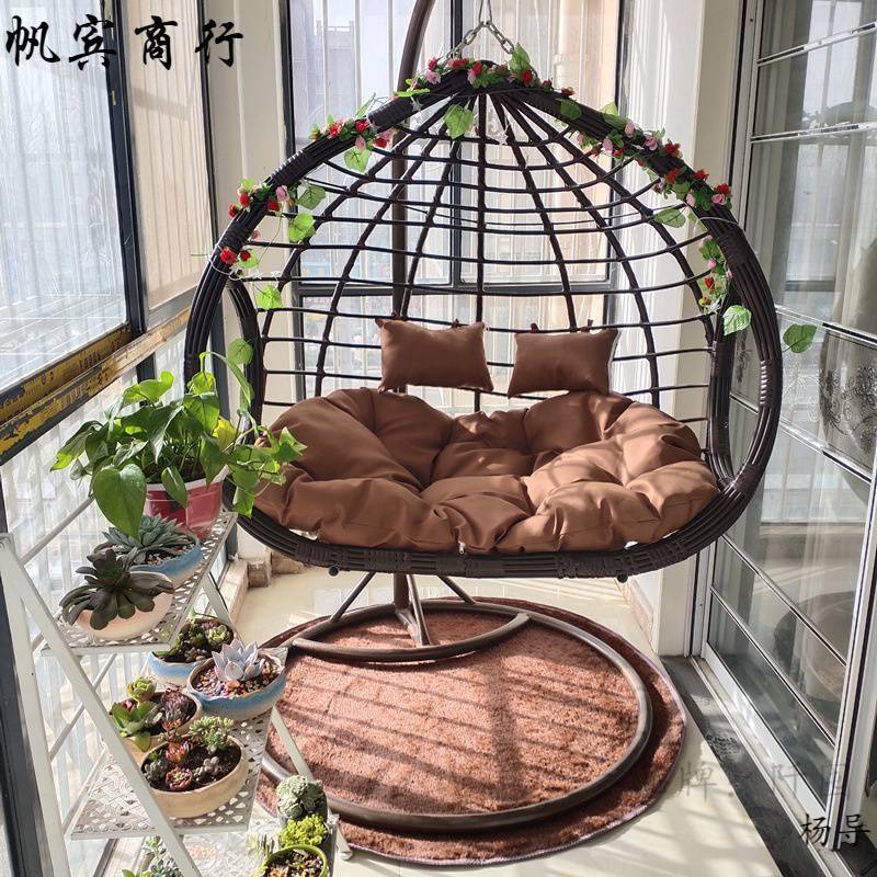 粗藤吊篮双人室内吊椅休闲摇椅仿藤吊椅户外秋千藤椅阳台摇篮椅子