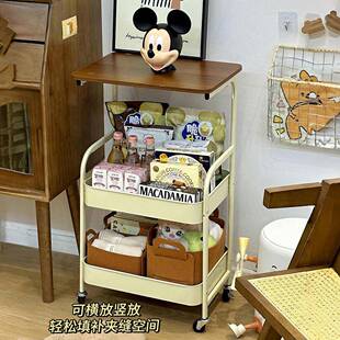 厨房放菜置物架可移动菜架子带桌板小推车水果蔬菜锅具调料收纳架