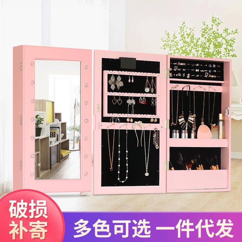 欧式壁挂家用大容量首饰收纳镜柜商场服装店挂墙式试衣穿衣镜