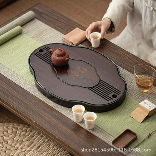 简约家用小茶盘密胺竹制干泡茶台胡桃木重竹茶盘干湿两用茶托