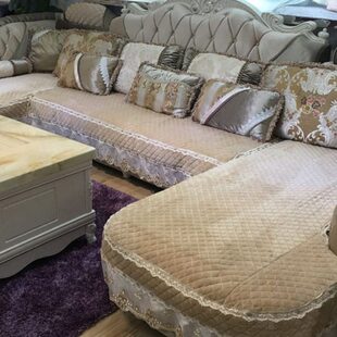 欧式沙发垫全包套罩通用U型简欧布艺定做毛绒坐垫套防滑沙发套罩