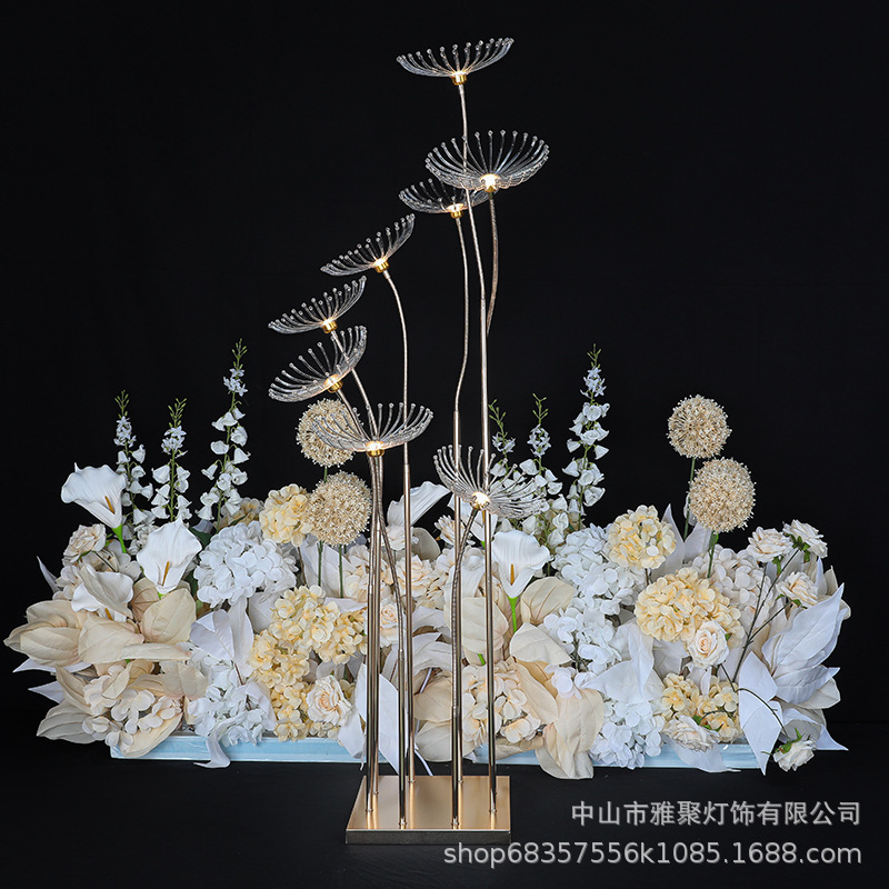 婚庆道具铁艺电镀发光8头蒲公英路引灯婚礼舞台布置宴会厅装饰