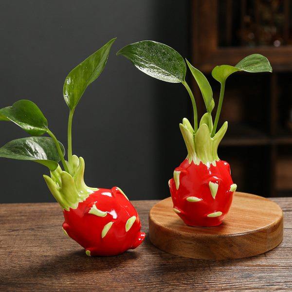 创意火龙果陶瓷花瓶水培植物绿萝铜钱草桌面装饰客厅插花家居摆件,家居饰品,花瓶,淘宝优惠券,粉丝福利购,淘宝优惠卷