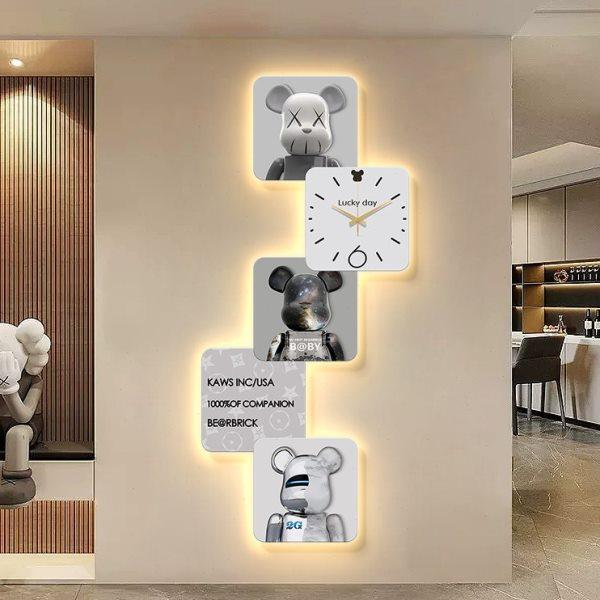 现代简约钟表挂钟客厅2023年新款大气表挂墙网红玄关创意时钟壁灯,家居饰品,挂钟,淘宝优惠券,粉丝福利购,淘宝优惠卷