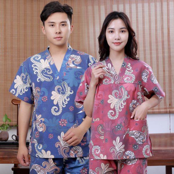 合逸衣 男女棉麻印花汗蒸服桑拿服 酒店浴场浴衣按摩服足浴服CM06,居家布艺,汗蒸服,淘宝优惠券,粉丝福利购,淘宝优惠卷