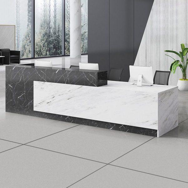 仿大理石公司前台接待台简约现代办公桌非烤漆时尚收银台迎宾服务