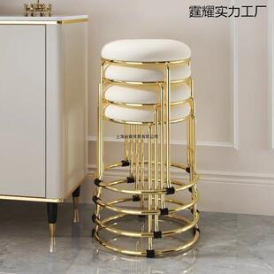 轻奢凳子家用茶几客厅小凳子圆铁钢筋凳铁板凳加厚全钢钛金小凳子