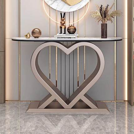 轻奢简约入户意式玄关桌家用心形过道靠墙端景台网红玄关柜
